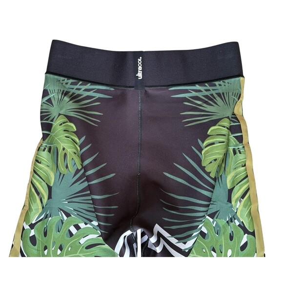 ULTRACOR Palm Leaf Green and Black Training Leggings Size Small Gold Stripe - Picture 12 of 12
